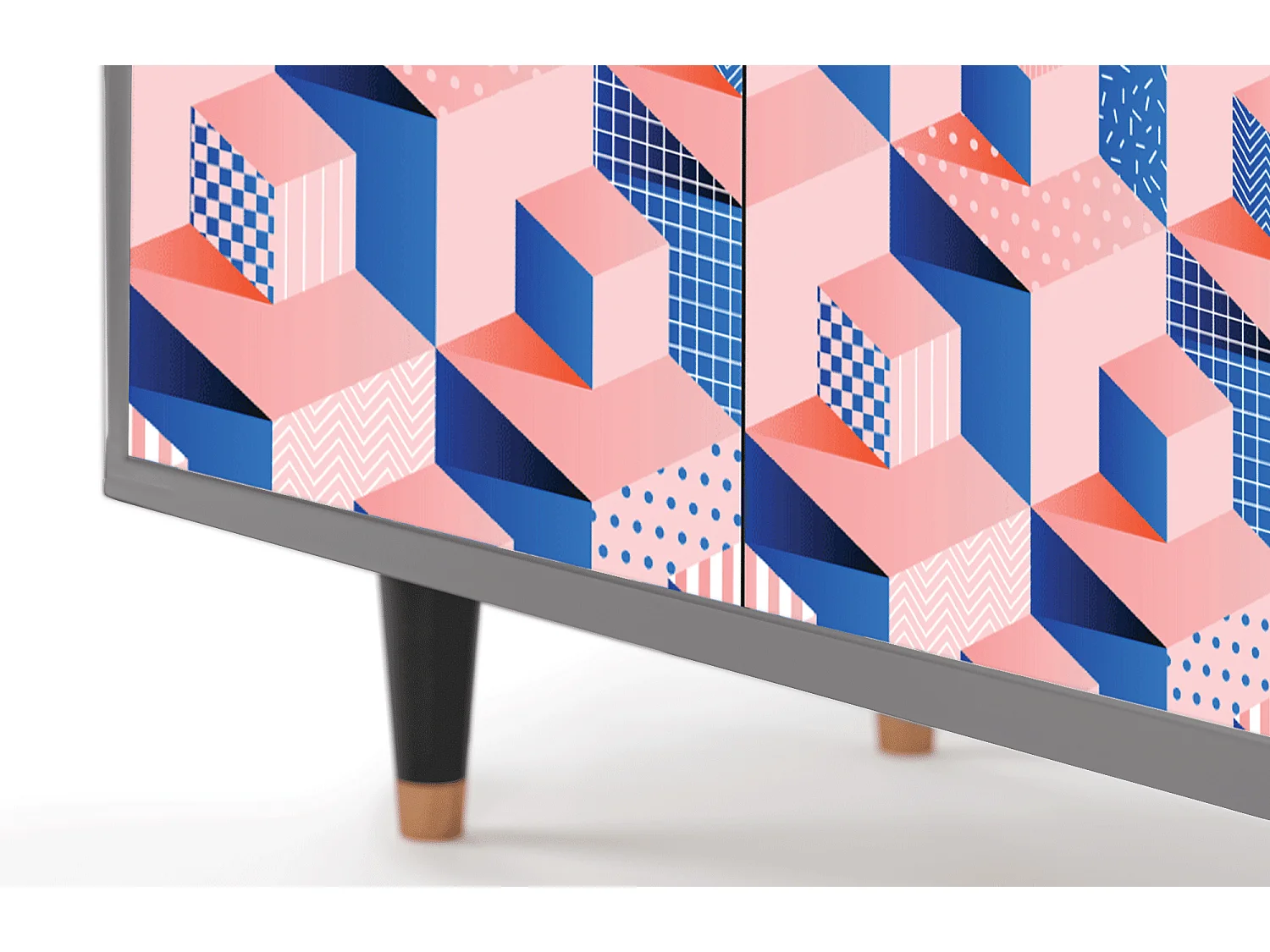 Kredens - 94x96x48 cm - BS3 - Pinky Squares, Szary