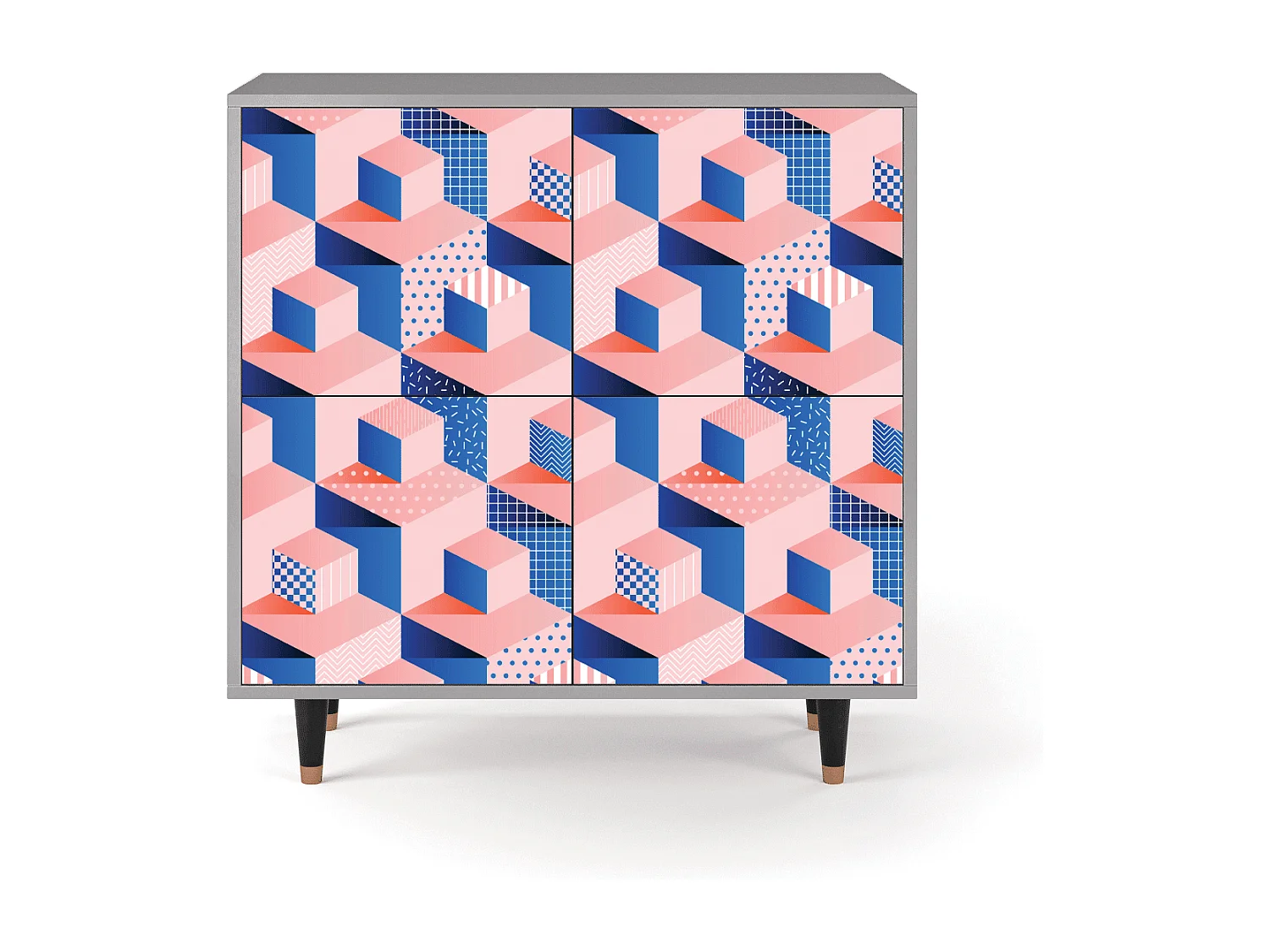 Kredens - 94x96x48 cm - BS3 - Pinky Squares, Szary