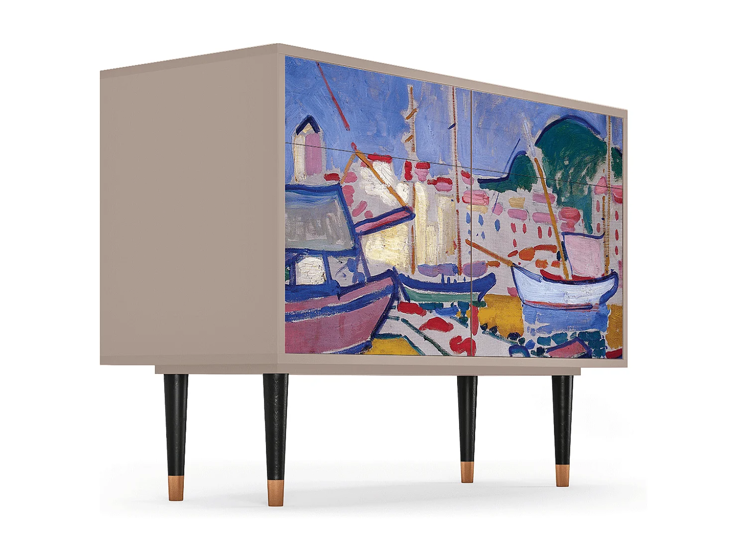 Kredens - 115x85x48 cm - BS4 - The Port of Collioure , Latte