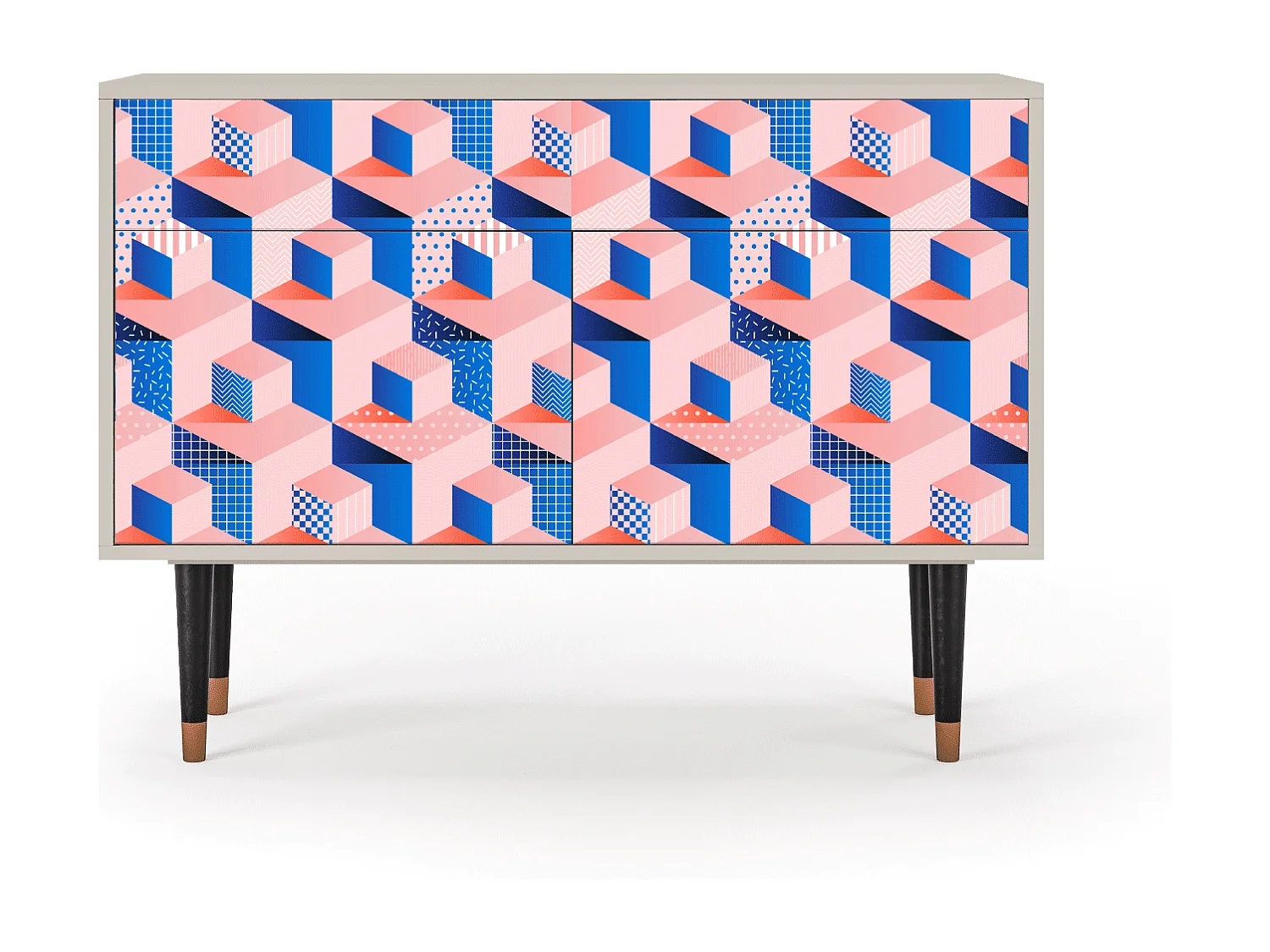 Kredens - 115x85x48 cm - BS4 - Pinky Squares, Piaskowy