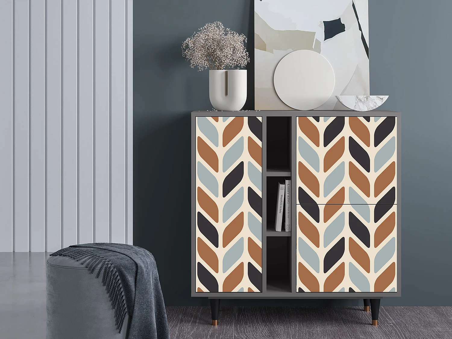 Credenza - 94х96х41 cm - BS5 - Beige Laure, Grigio