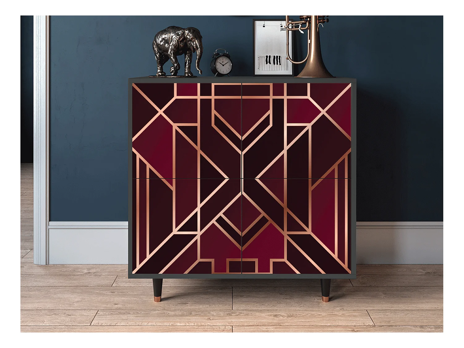 Buffet - 94x96x48 cm - BS3 - Burgundy Jewelery, Anthracite