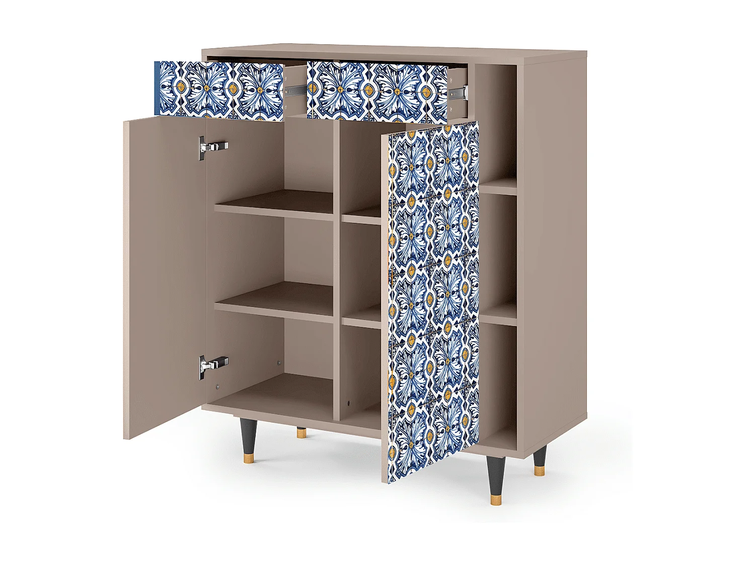 Sideboard - 96х110х41 cm - BS6 - Lovely Cornflowers, Latte