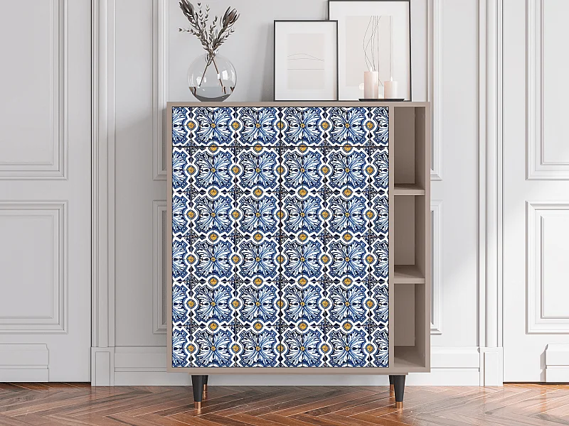 Kredens - 96х110х41 cm - BS6 - Lovely Cornflowers, Latte