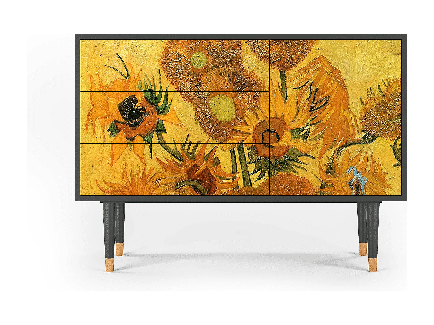 Kredens - 115х84х41 cm - S3 - Sunflowers, Antracyt