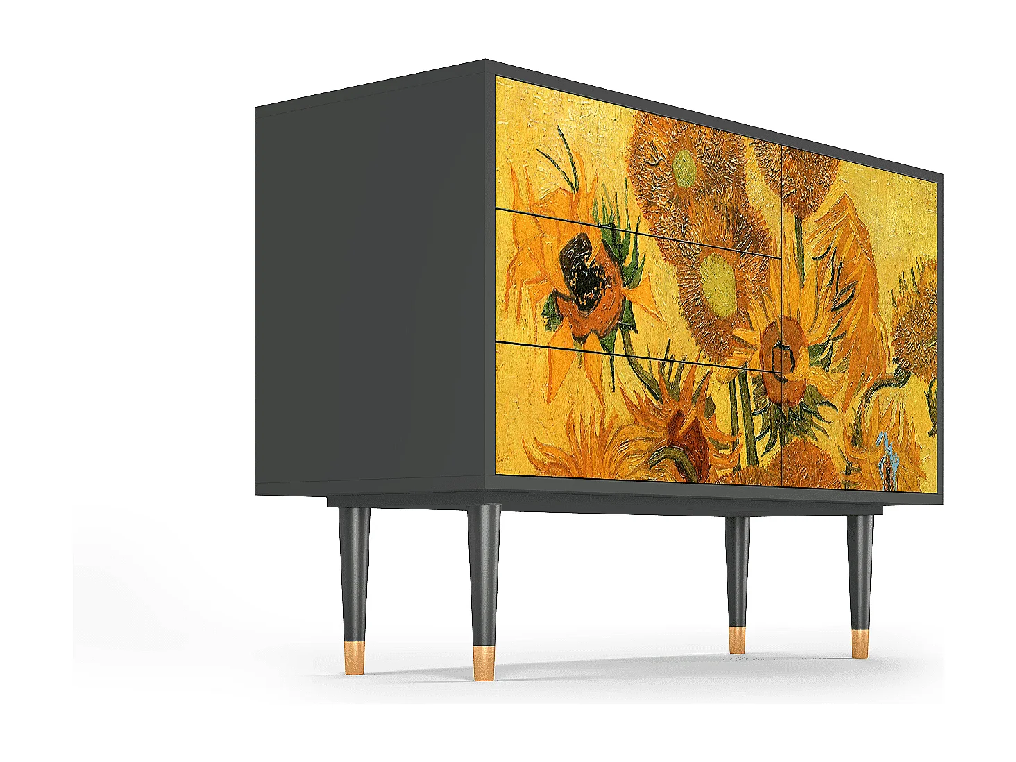 Kredens - 115х84х41 cm - S3 - Sunflowers, Antracyt