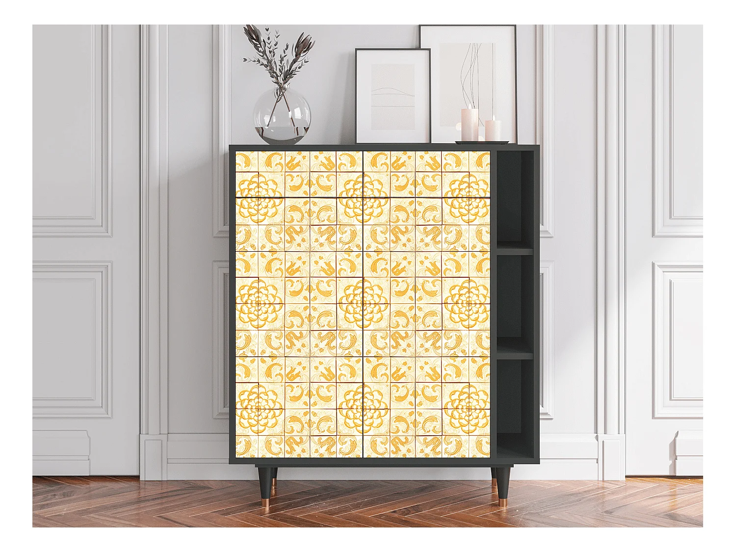 Kredens - 96х110х41 cm - BS6 - Sunshiny Tile, Antracyt