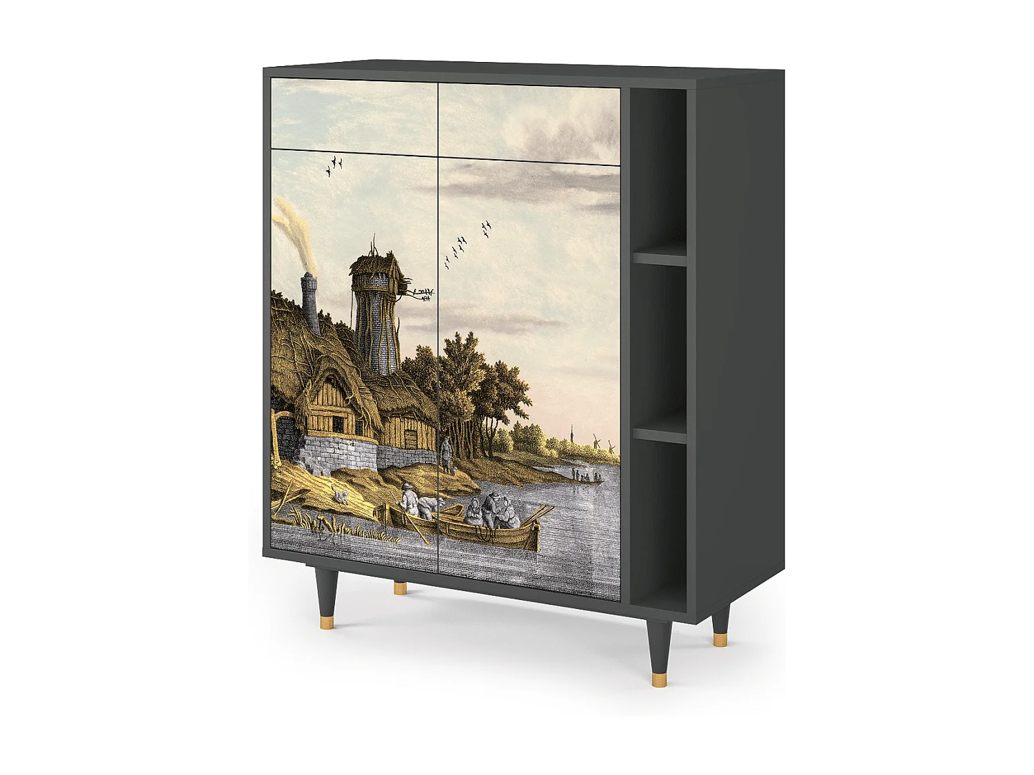 Kredens - 96х110х41 cm - BS6 - Mill along a River, Antracyt