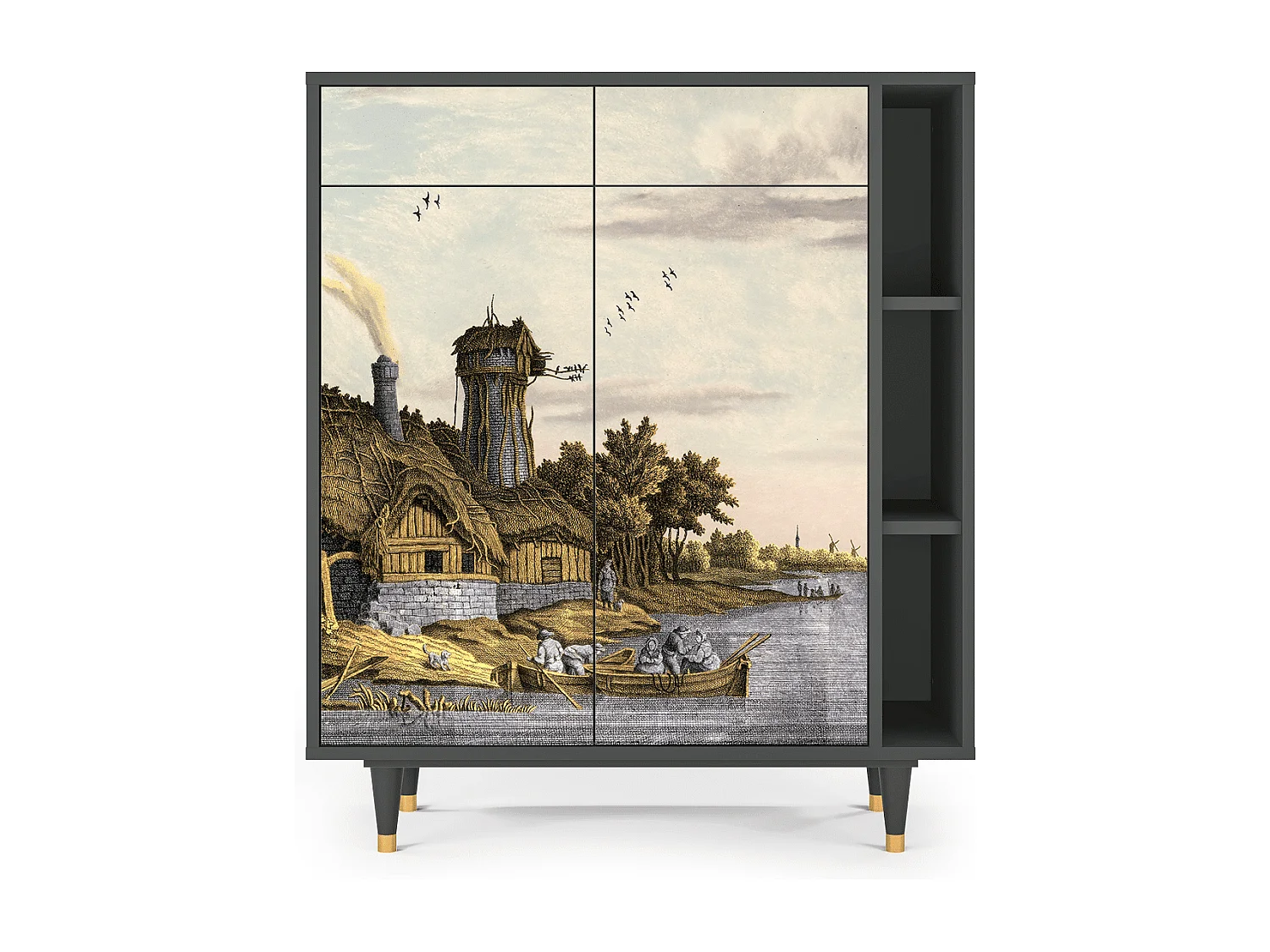 Kredens - 96х110х41 cm - BS6 - Mill along a River, Antracyt