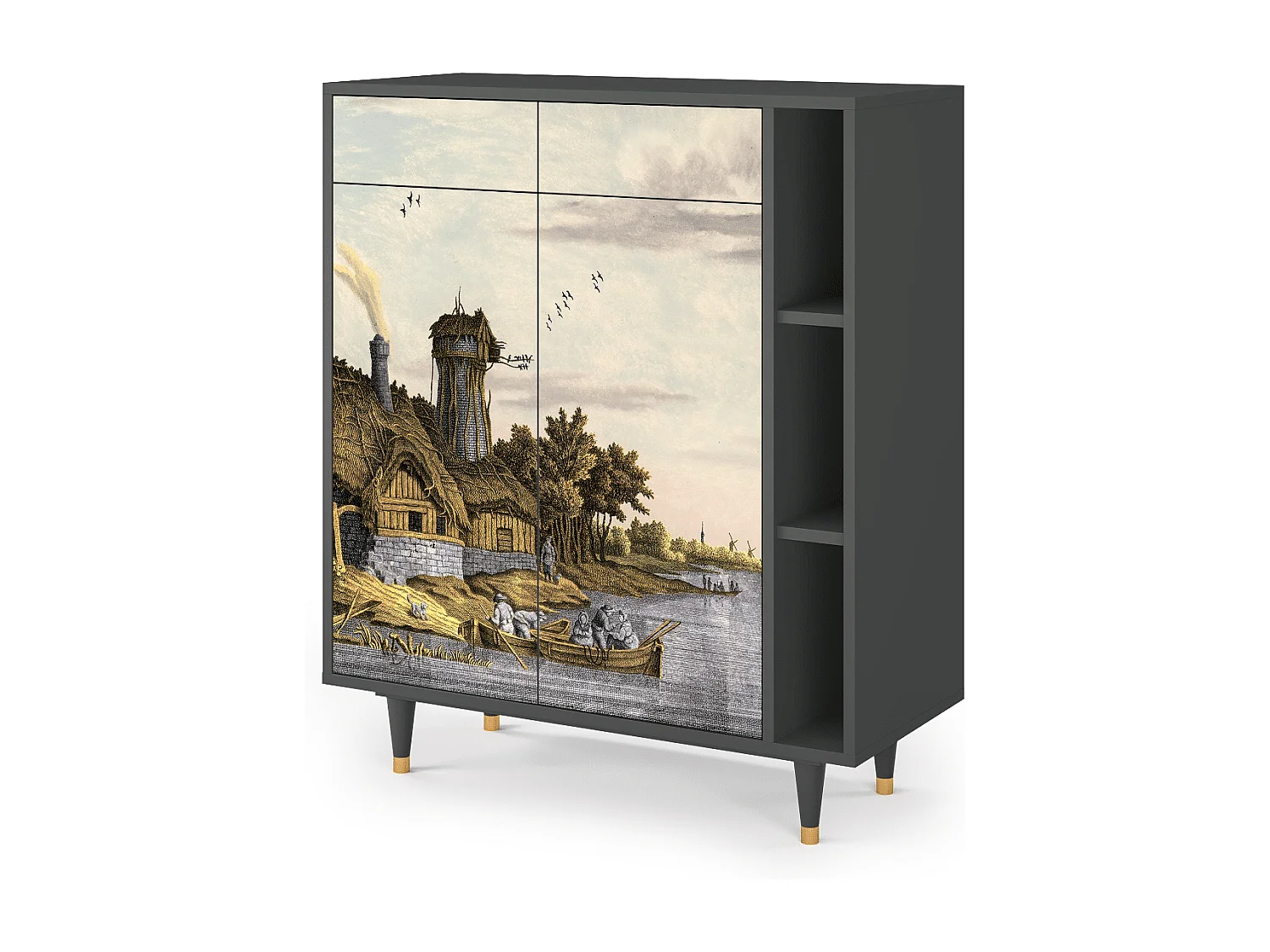 Kredens - 96х110х41 cm - BS6 - Mill along a River, Antracyt