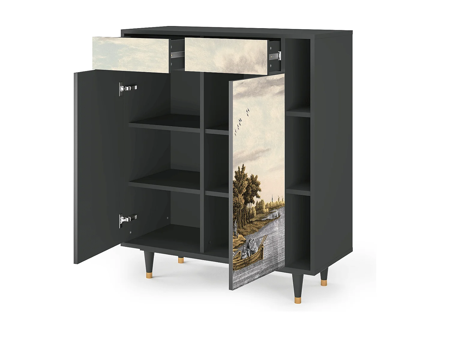 Kredens - 96х110х41 cm - BS6 - Mill along a River, Antracyt