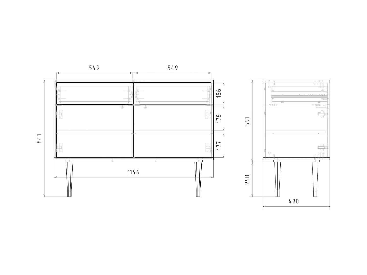 Credenza - 115x85x48 cm - BS4 - Space Rocks, Noce