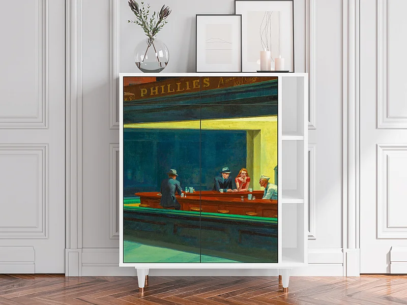 Dressoir - 96х110х41 cm - BS6 - Nighthawks by Hopper, Wit