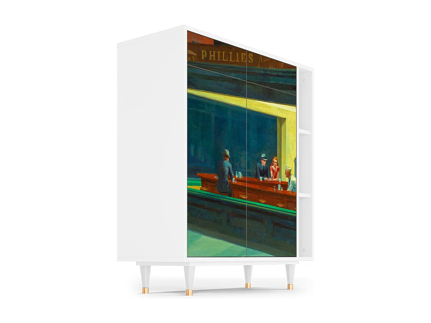 Kredens - 96х110х41 cm - BS6 - Nighthawks by Hopper, Biały