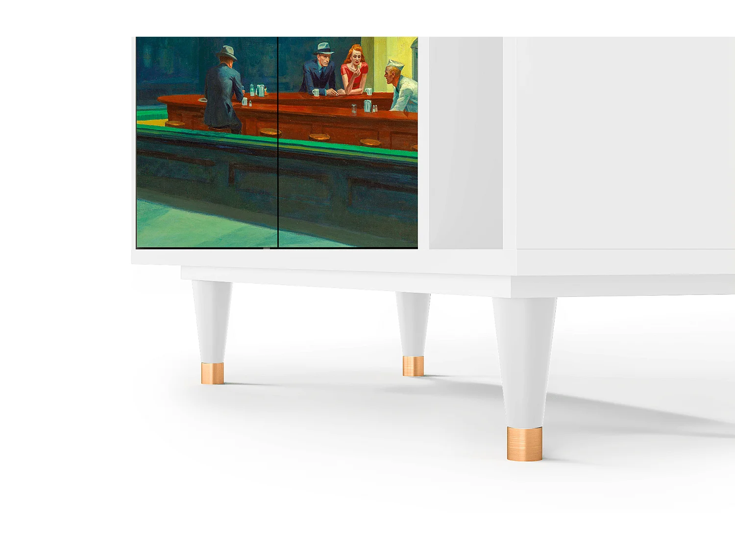 Kredens - 96х110х41 cm - BS6 - Nighthawks by Hopper, Biały