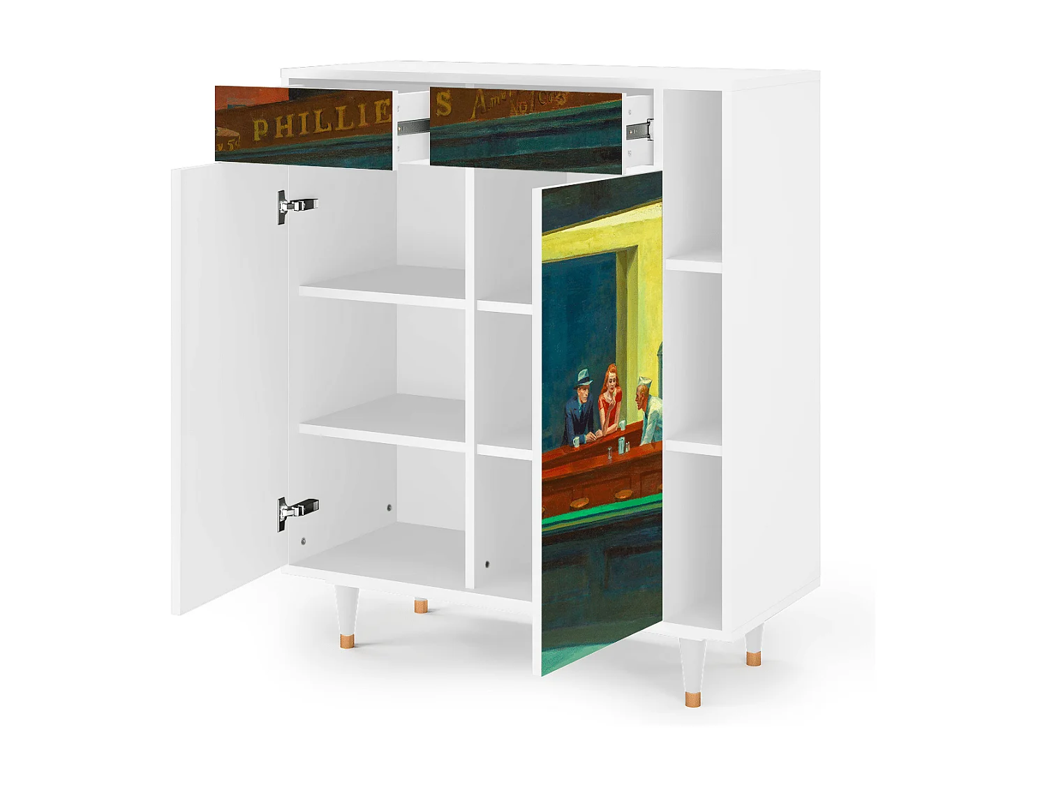 Kredens - 96х110х41 cm - BS6 - Nighthawks by Hopper, Biały