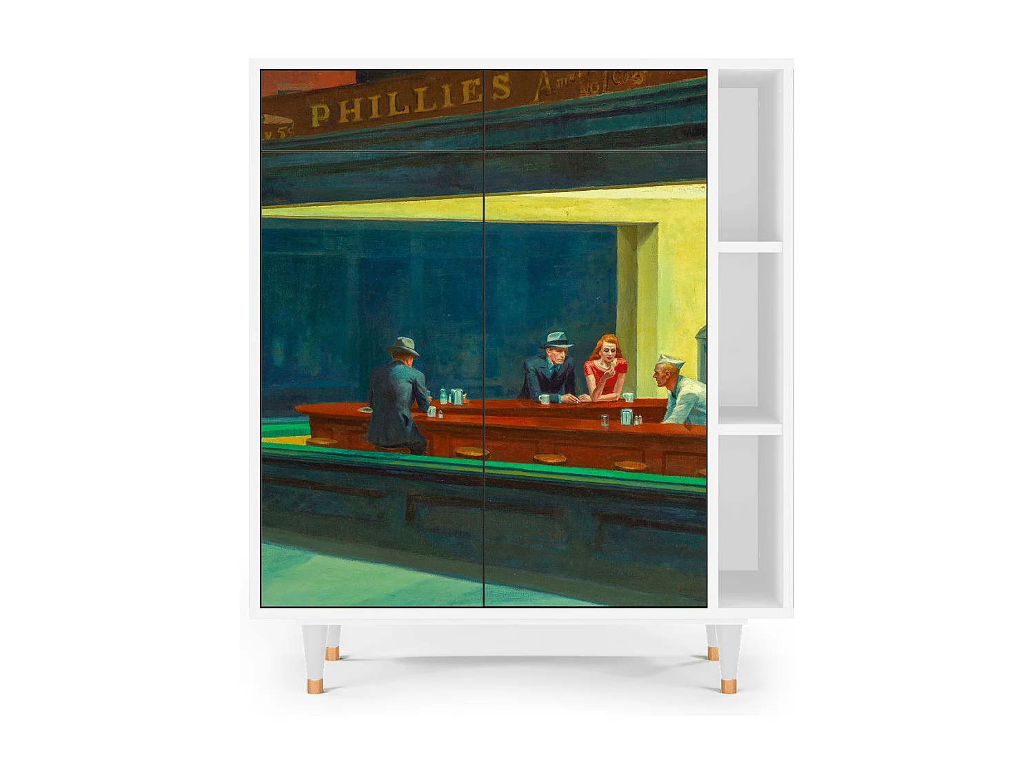 Kredens - 96х110х41 cm - BS6 - Nighthawks by Hopper, Biały