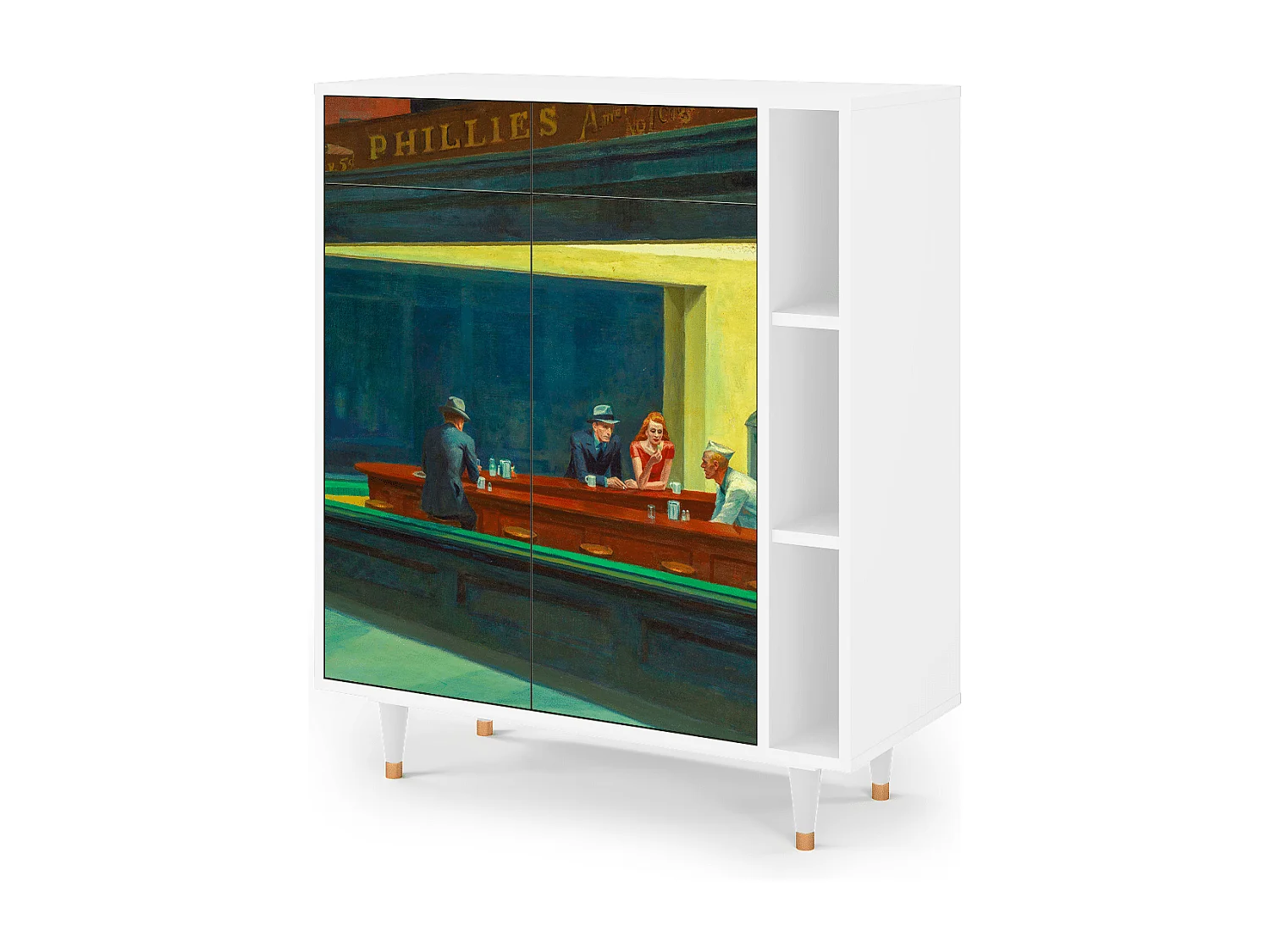 Kredens - 96х110х41 cm - BS6 - Nighthawks by Hopper, Biały