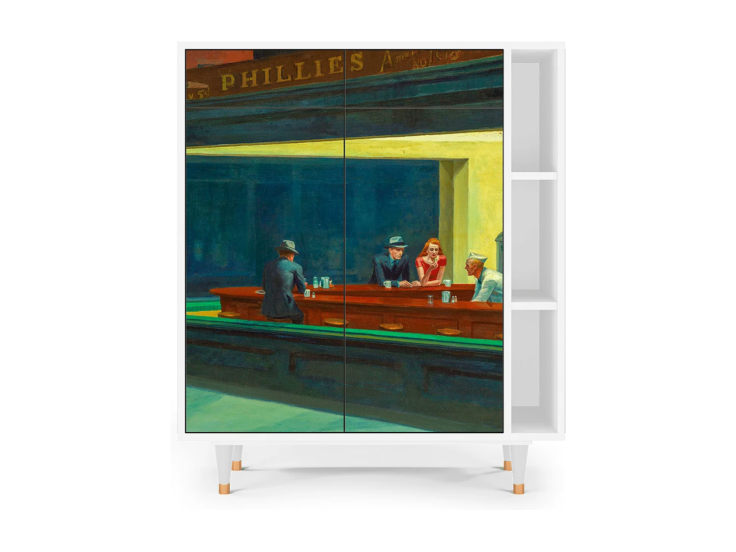 Kredens - 96х110х41 cm - BS6 - Nighthawks by Hopper, Biały