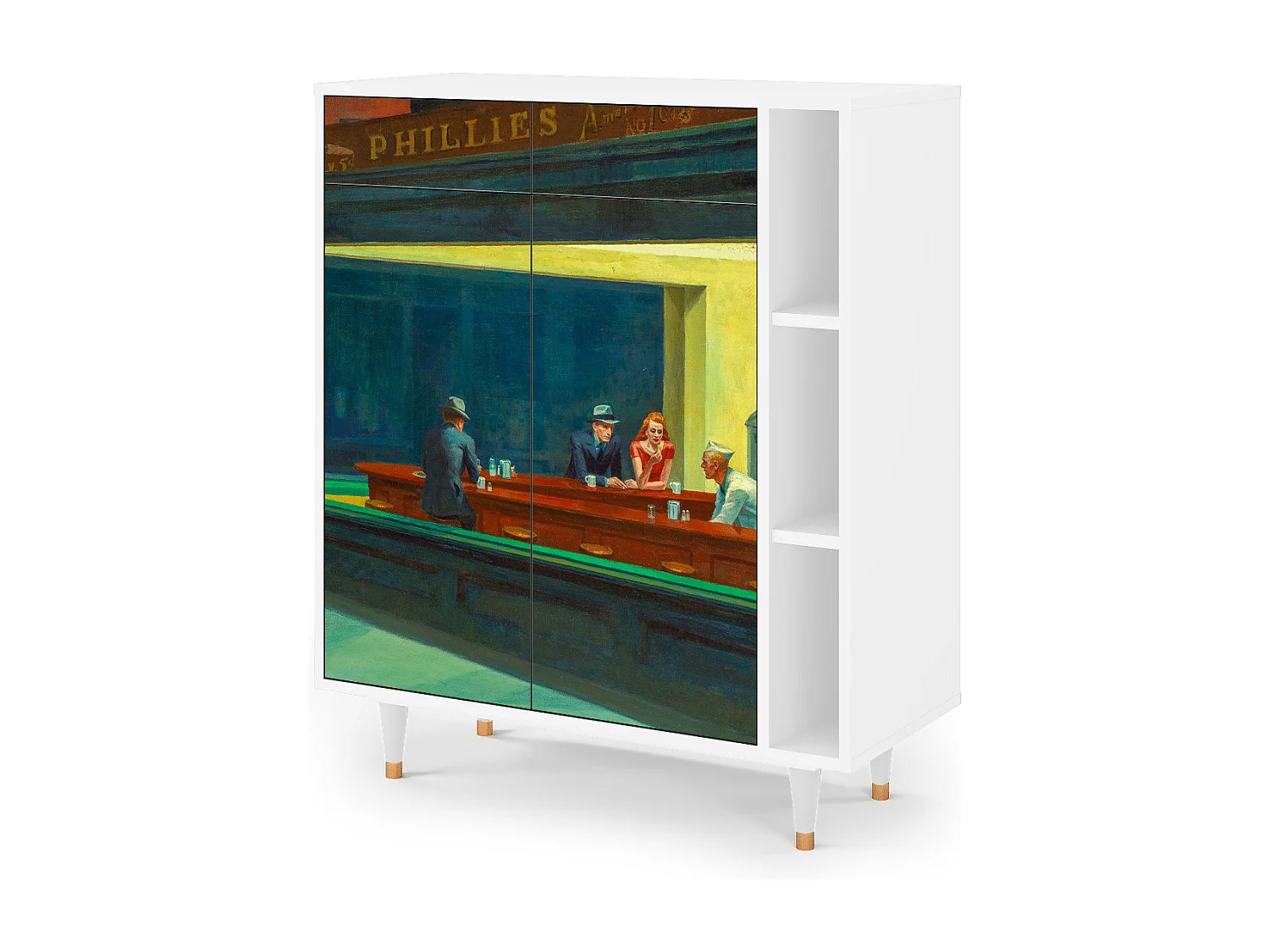 Kredens - 96х110х41 cm - BS6 - Nighthawks by Hopper, Biały