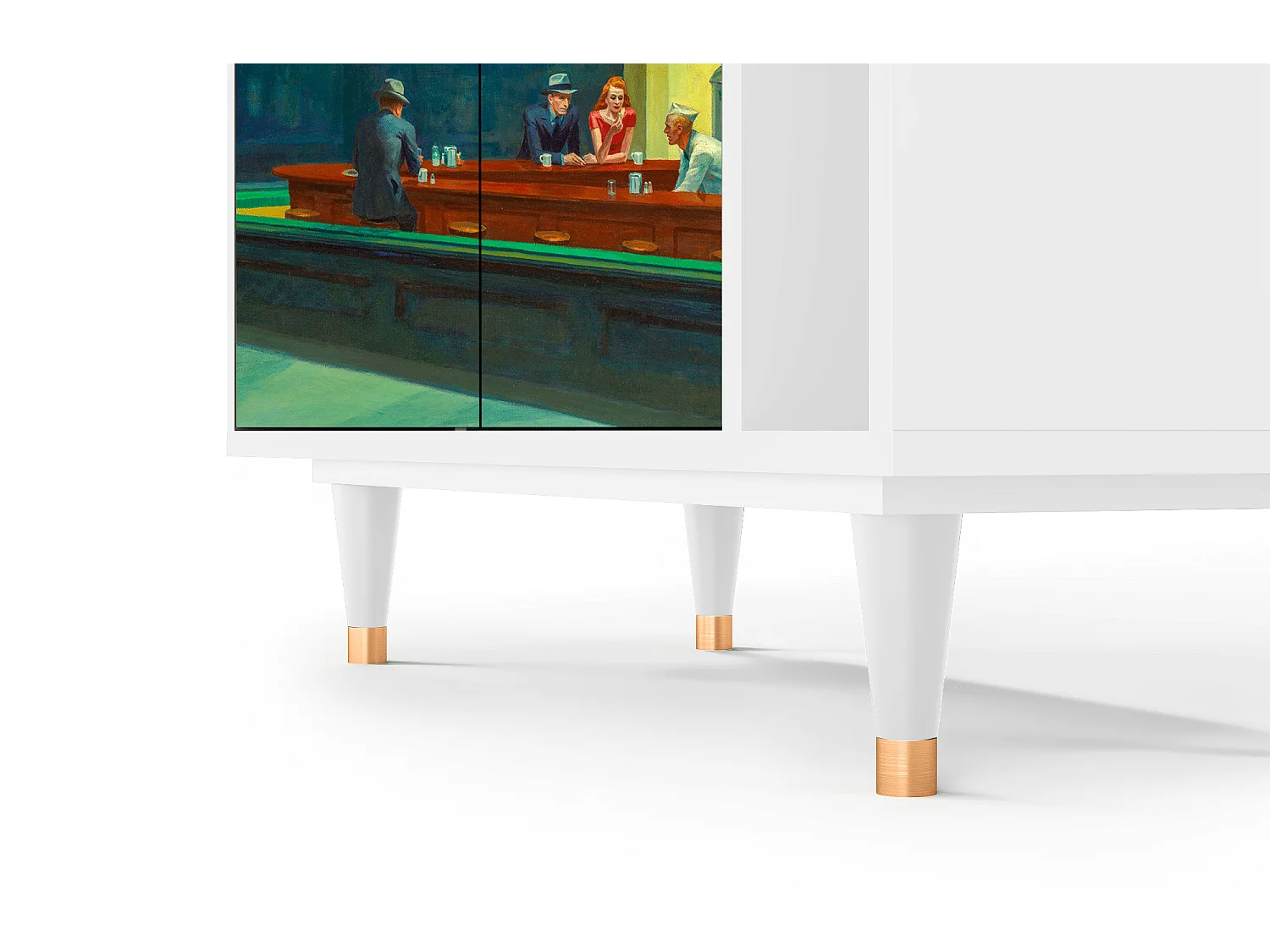 Kredens - 96х110х41 cm - BS6 - Nighthawks by Hopper, Biały