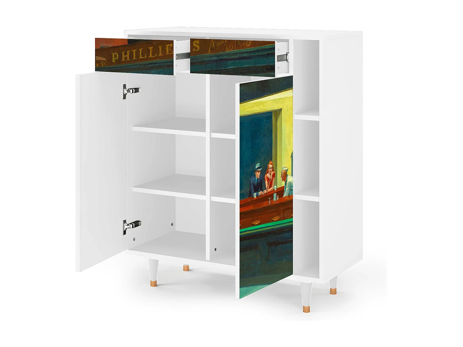 Kredens - 96х110х41 cm - BS6 - Nighthawks by Hopper, Biały