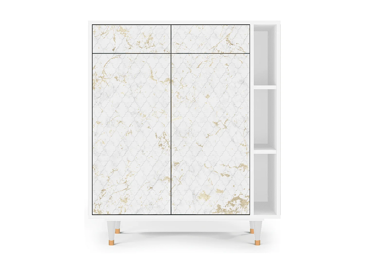 Kredens - 96х110х41 cm - BS6 - Sweet Cotton, Biały