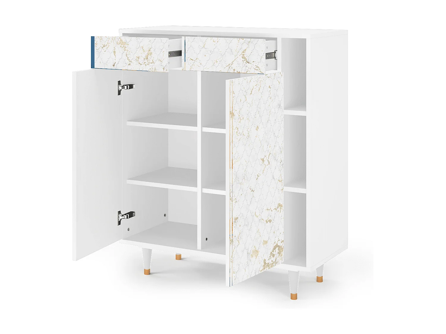 Kredens - 96х110х41 cm - BS6 - Sweet Cotton, Biały