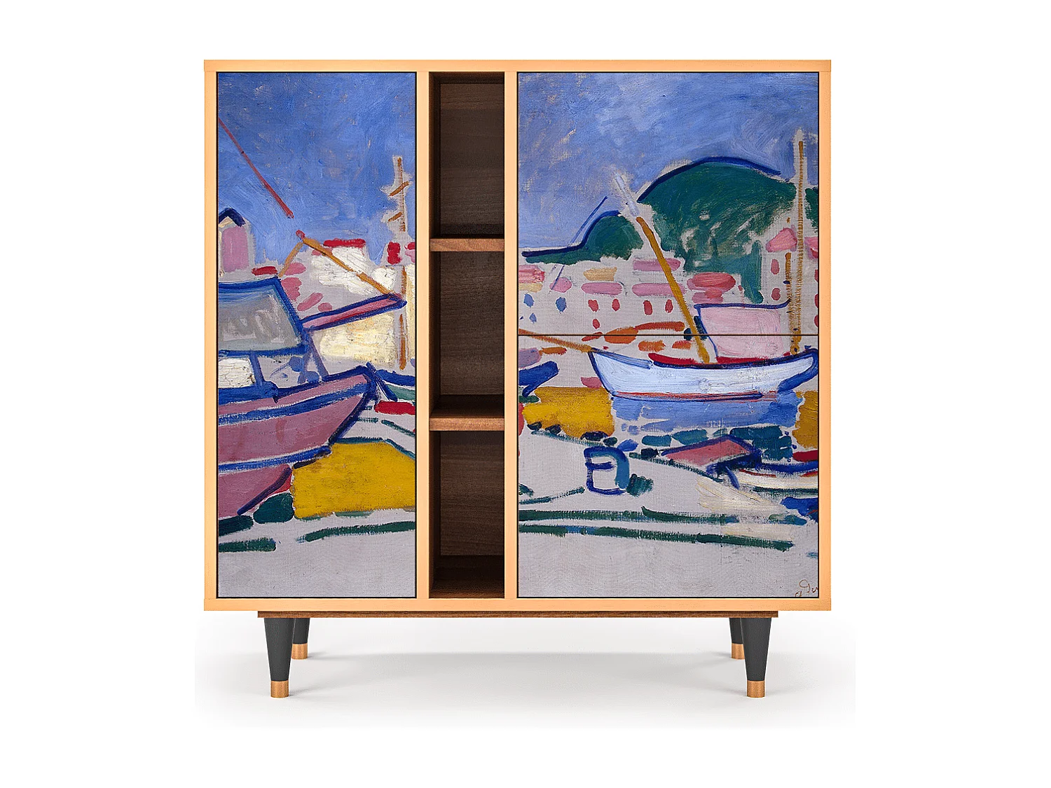 Kredens - 94х96х41 cm - BS5 - The Port of Collioure , Orzech