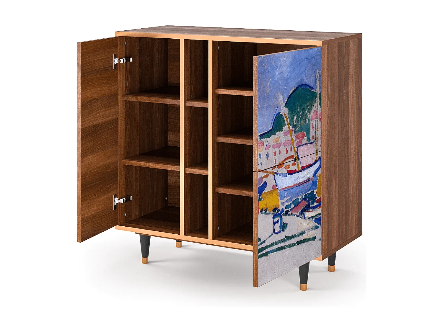 Kredens - 94х96х41 cm - BS5 - The Port of Collioure , Orzech