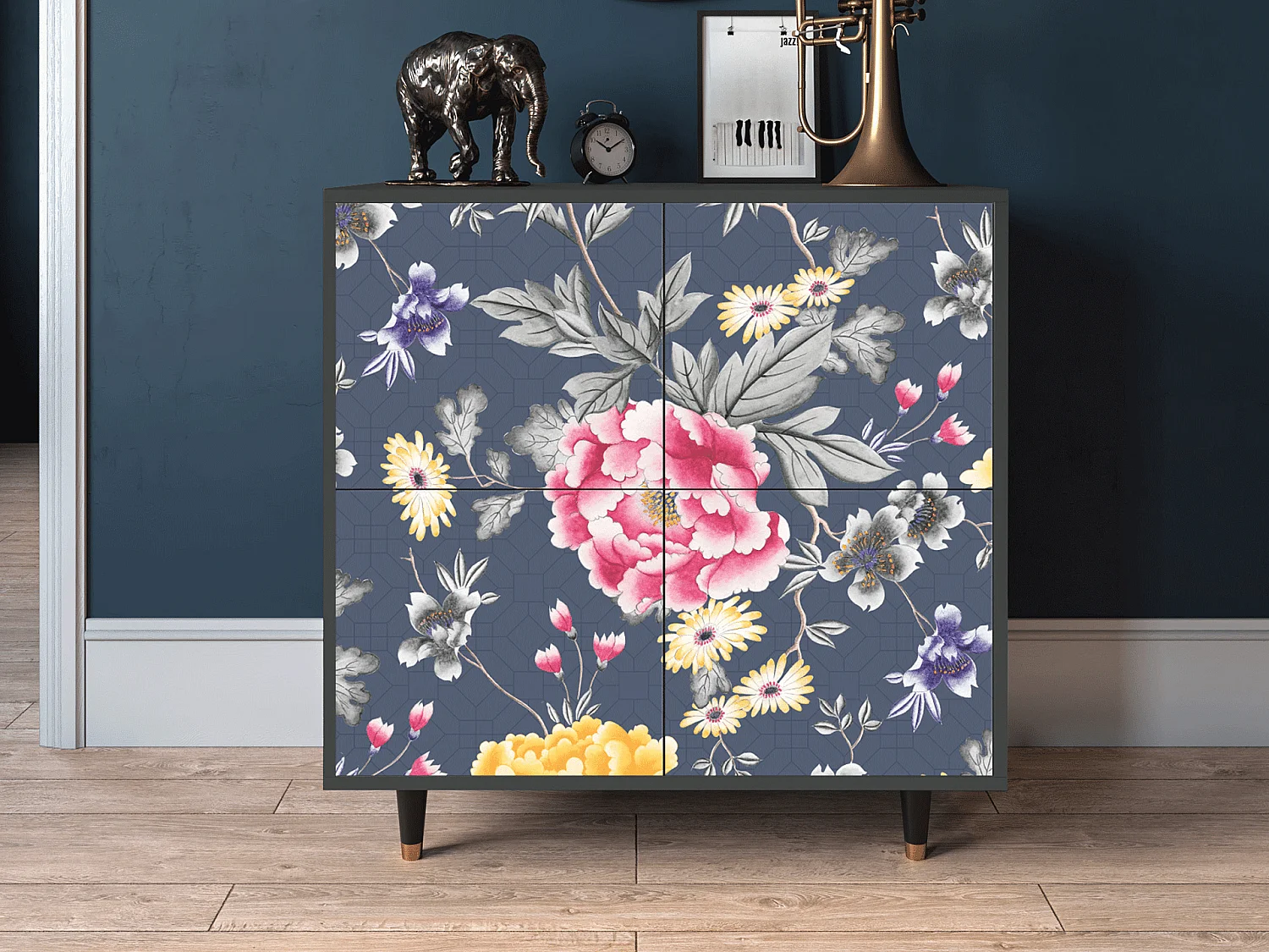 Kredens - 94x96x48 cm - BS3 - Dark Flower Bed, Antracyt