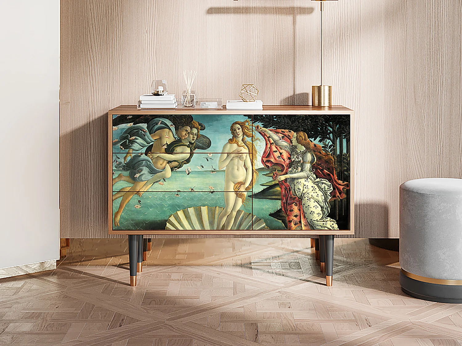 Kredens - 115х84х41 cm - S3 - The Birth of Venus, Orzech