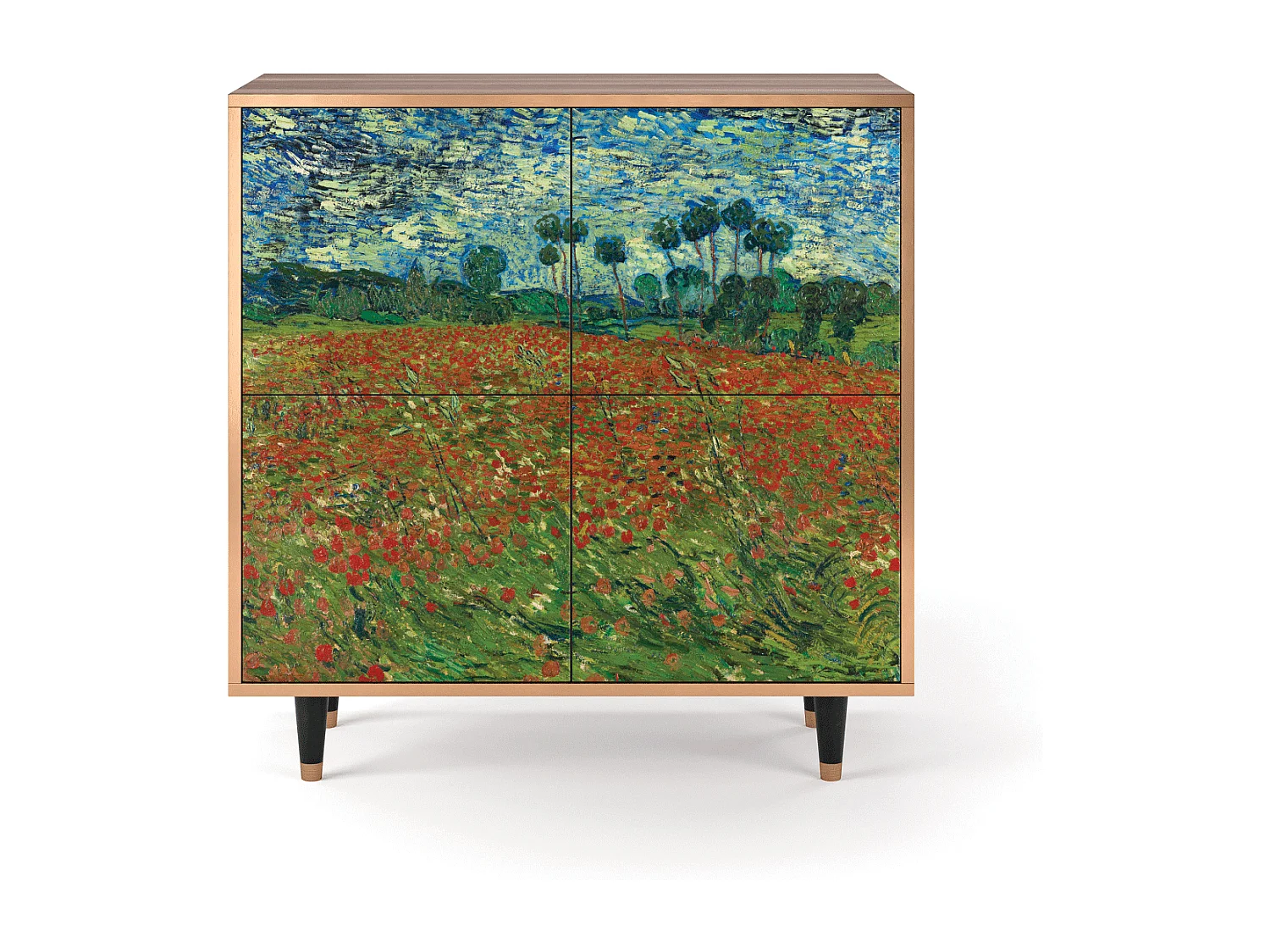 Buffet - 94x96x48 cm - BS3 - Poppy field by van Gogh, Noyer