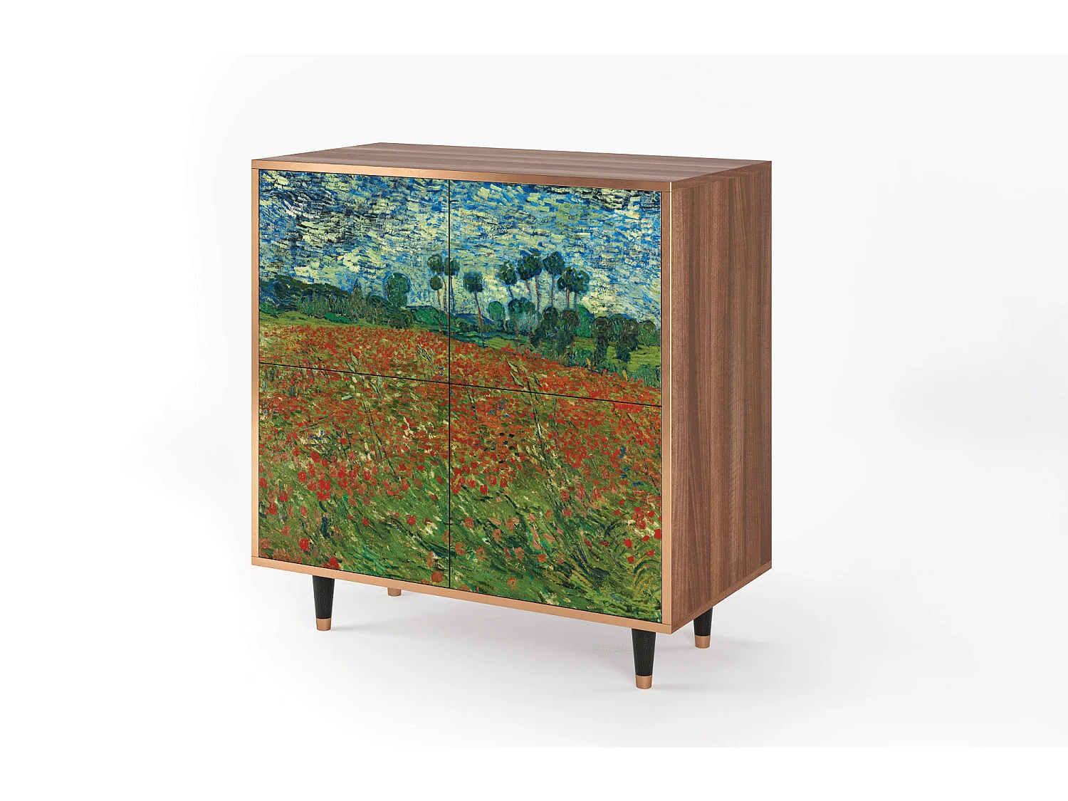 Buffet - 94x96x48 cm - BS3 - Poppy field by van Gogh, Noyer