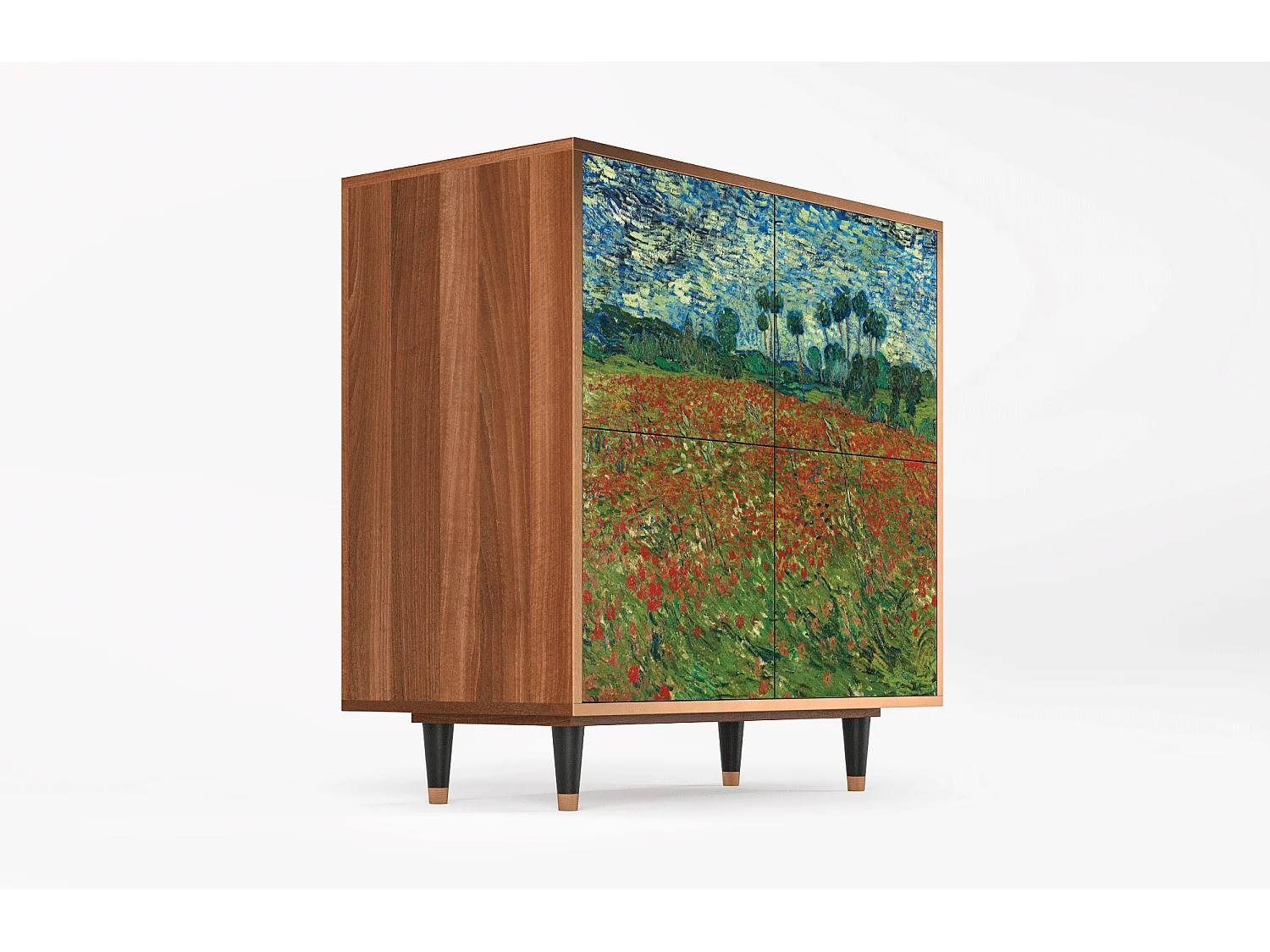 Buffet - 94x96x48 cm - BS3 - Poppy field by van Gogh, Noyer