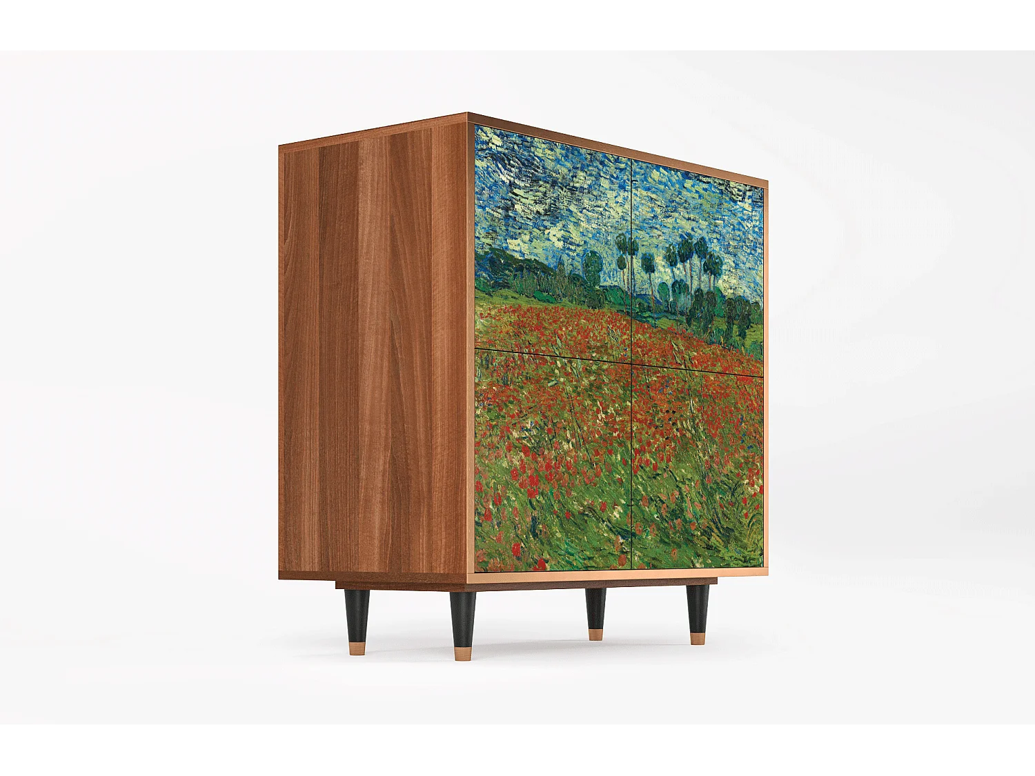 Kredens - 94x96x48 cm - BS3 - Poppy field by van Gogh, Orzech