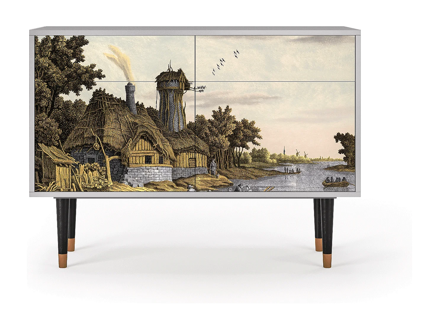 Sideboard - 115x85x48 cm - BS4 - Mill along a River, Grau