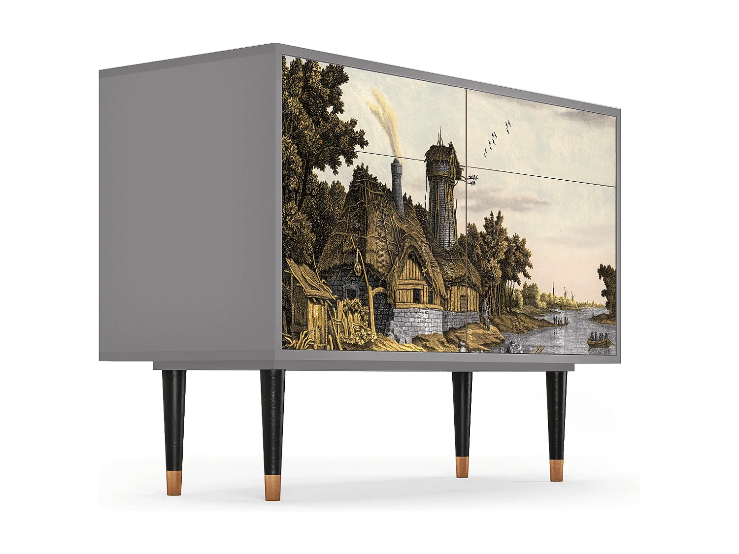 Sideboard - 115x85x48 cm - BS4 - Mill along a River, Grau