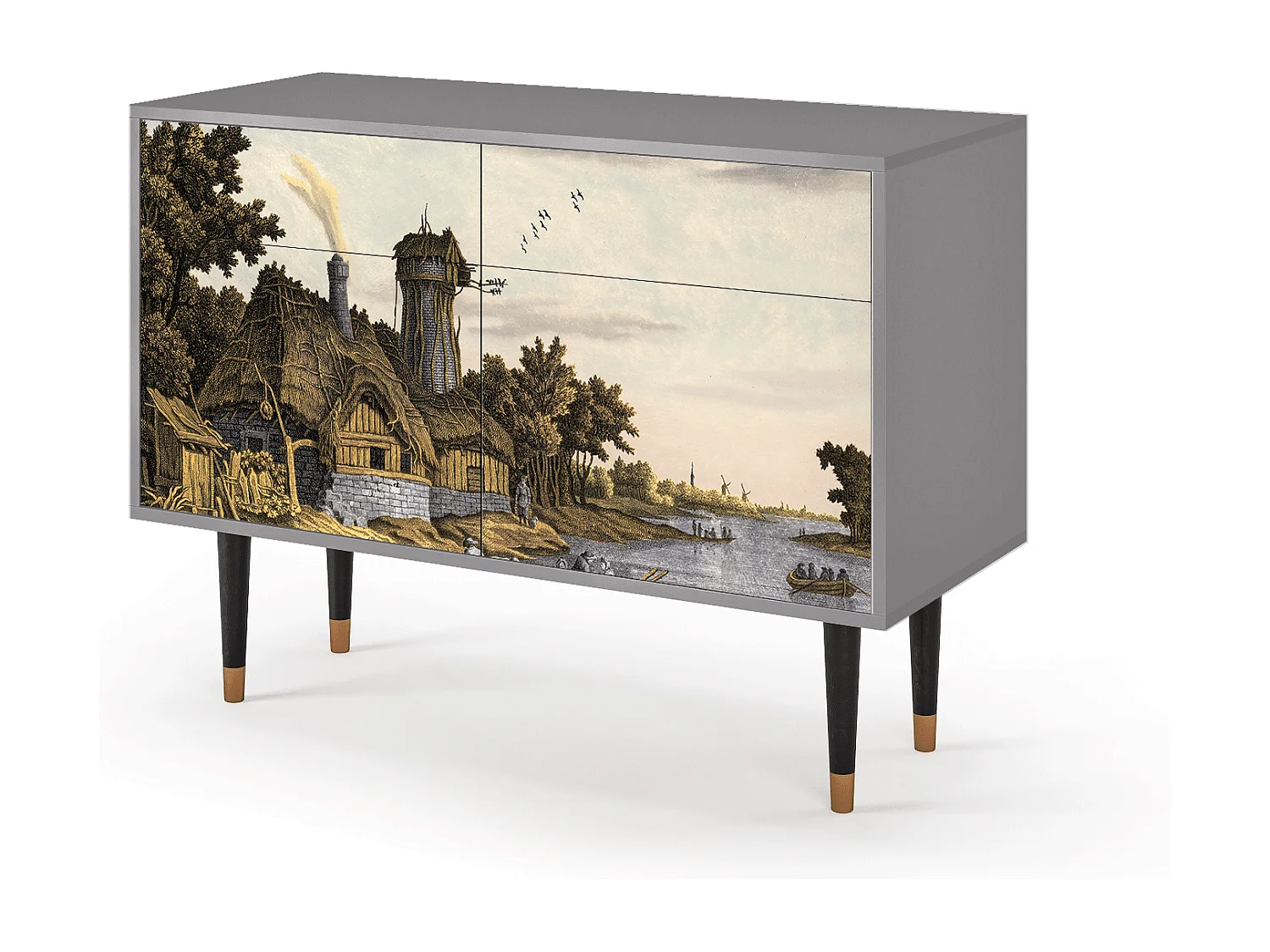 Sideboard - 115x85x48 cm - BS4 - Mill along a River, Grau