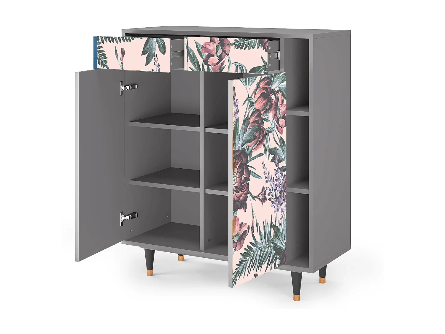 Buffet - 96х110х41 cm - BS6 - Peach Peonies, Gris