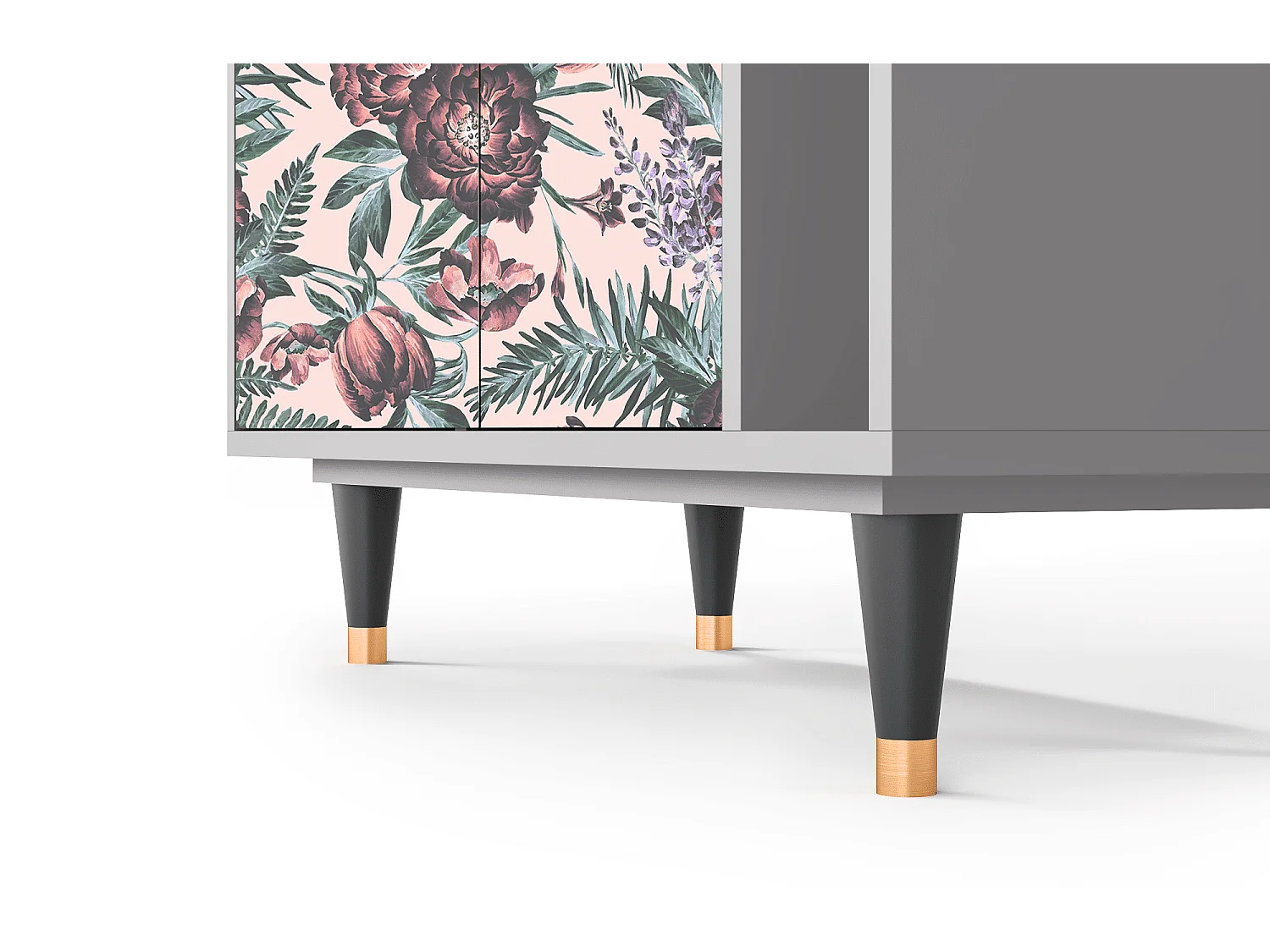 Kredens - 96х110х41 cm - BS6 - Peach Peonies, Szary