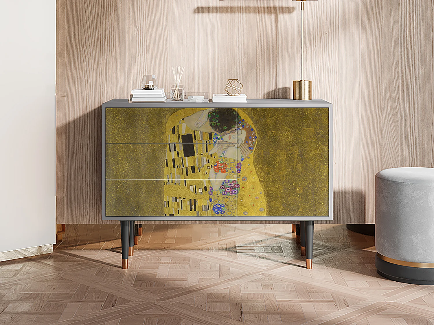 Kredens - 115х84х41 cm - S3 - The Kiss by Klimt , Szary