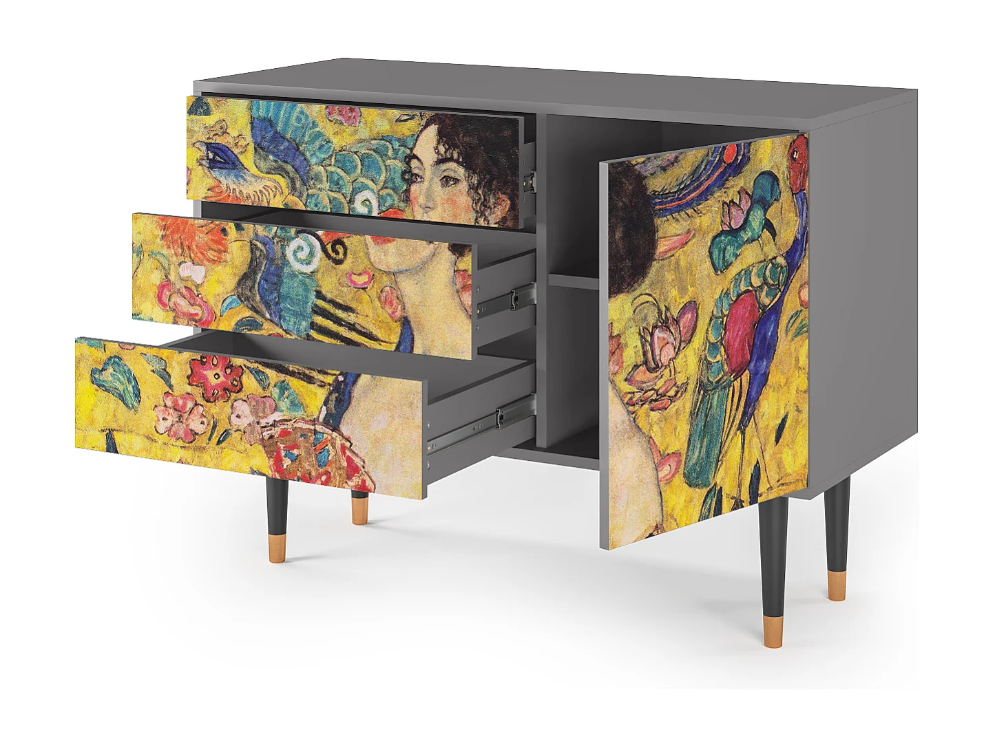 Kredens - 115х84х41 cm - S3 - The Kiss by Klimt , Szary