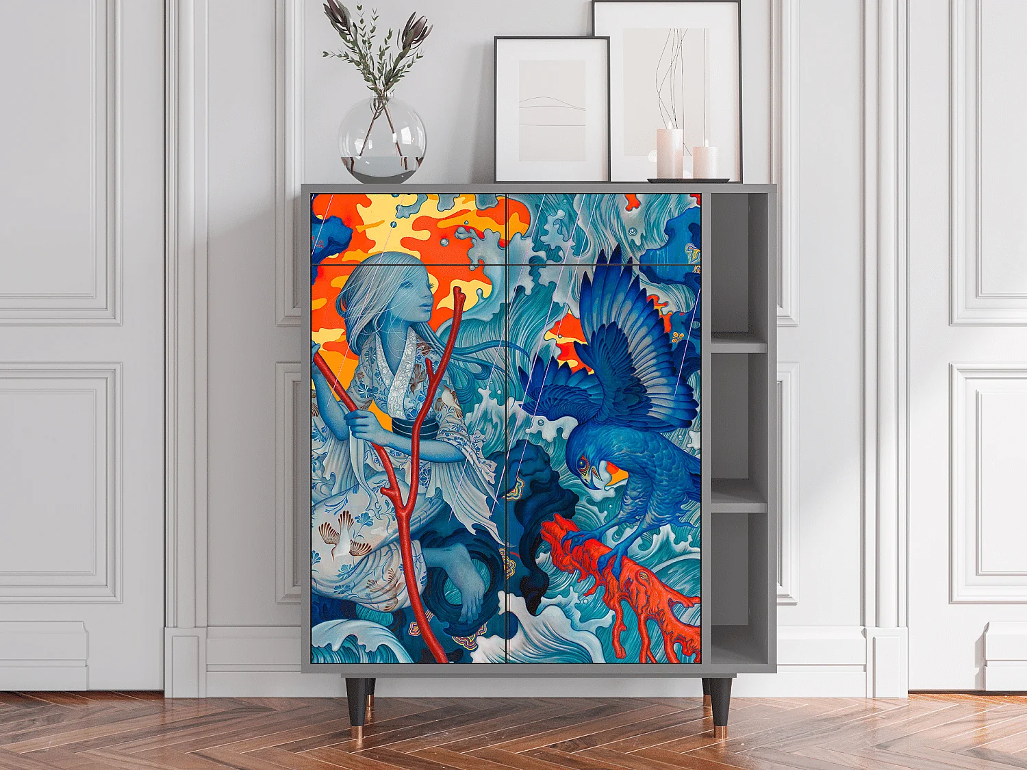 Credenza - 96х110х41 cm - BS6 - The Girl - James Jean, Grigio