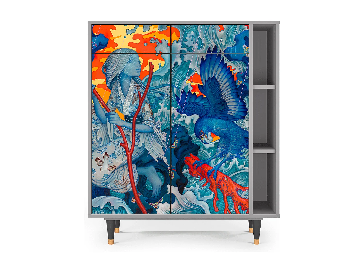 Credenza - 96х110х41 cm - BS6 - The Girl - James Jean, Grigio