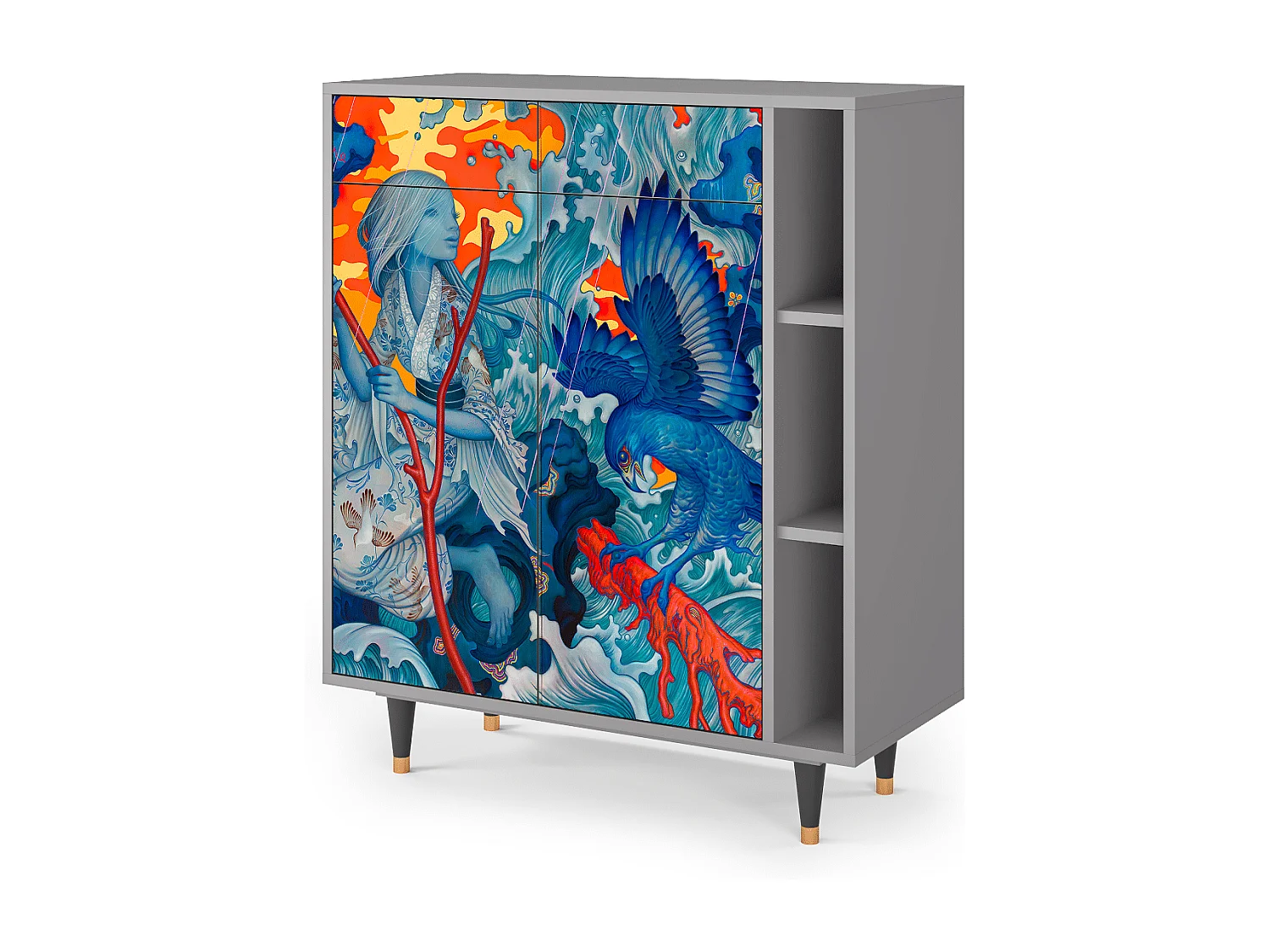 Credenza - 96х110х41 cm - BS6 - The Girl - James Jean, Grigio