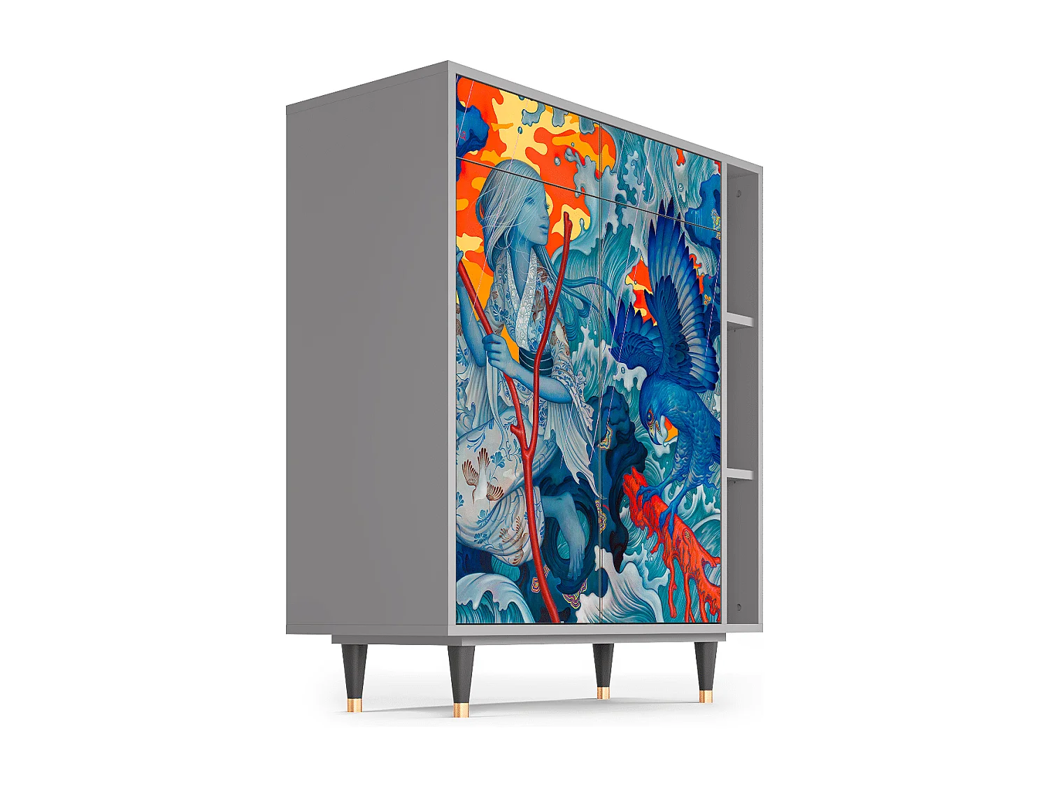 Credenza - 96х110х41 cm - BS6 - The Girl - James Jean, Grigio