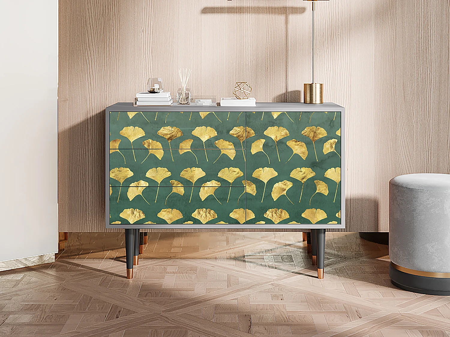 Sideboard - 115х84х41 cm - S3 - Gingko leaves, Grau