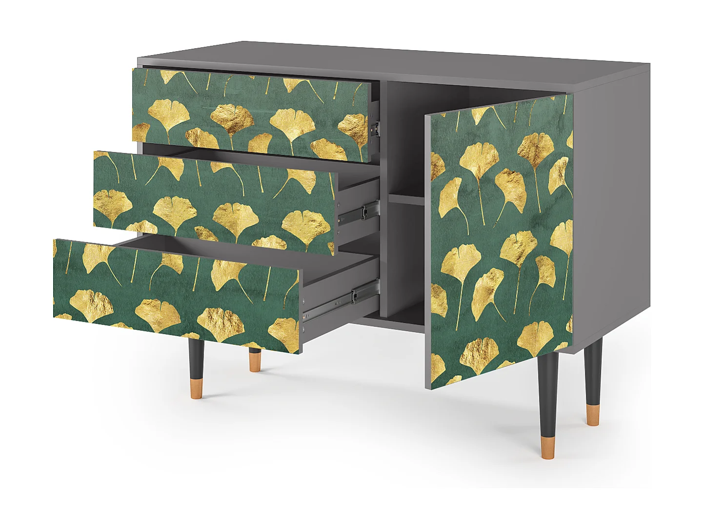 Sideboard - 115х84х41 cm - S3 - Gingko leaves, Grau