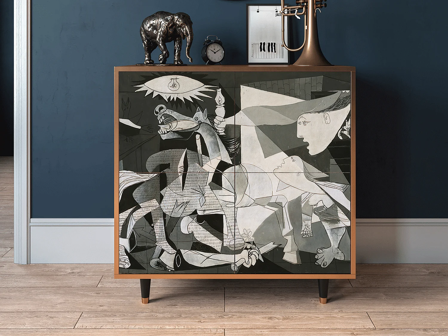 Credenza - 94x96x48 cm - BS3 - Guernica by Picasso, Noce